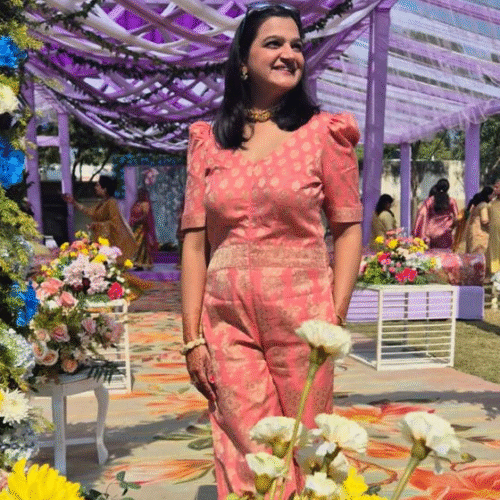 Elegant Pink Brocade Jumpsuit