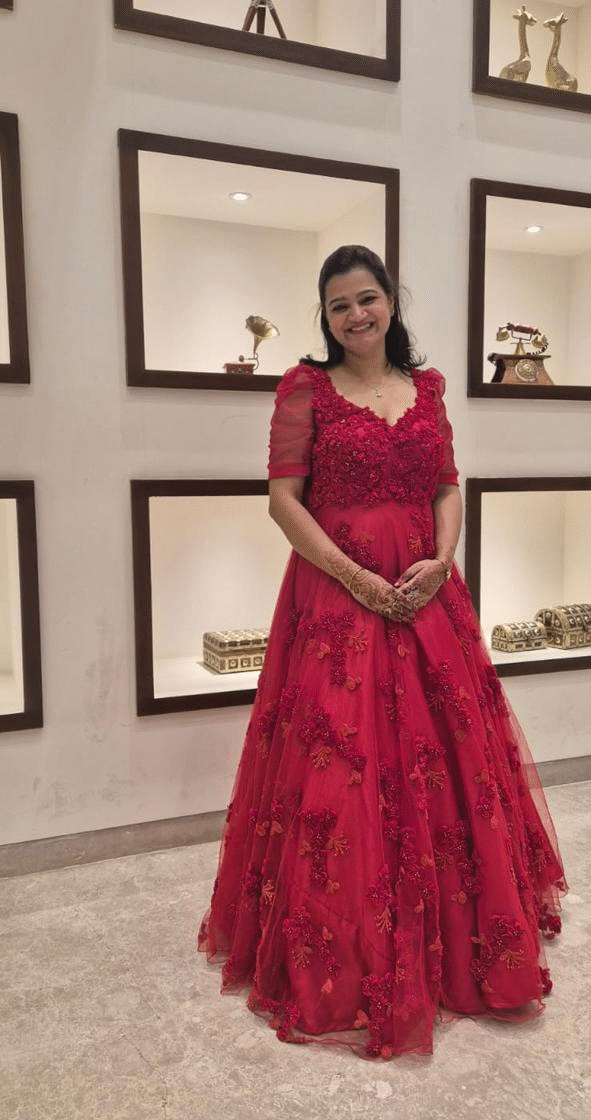 Red Embroidered Gown
