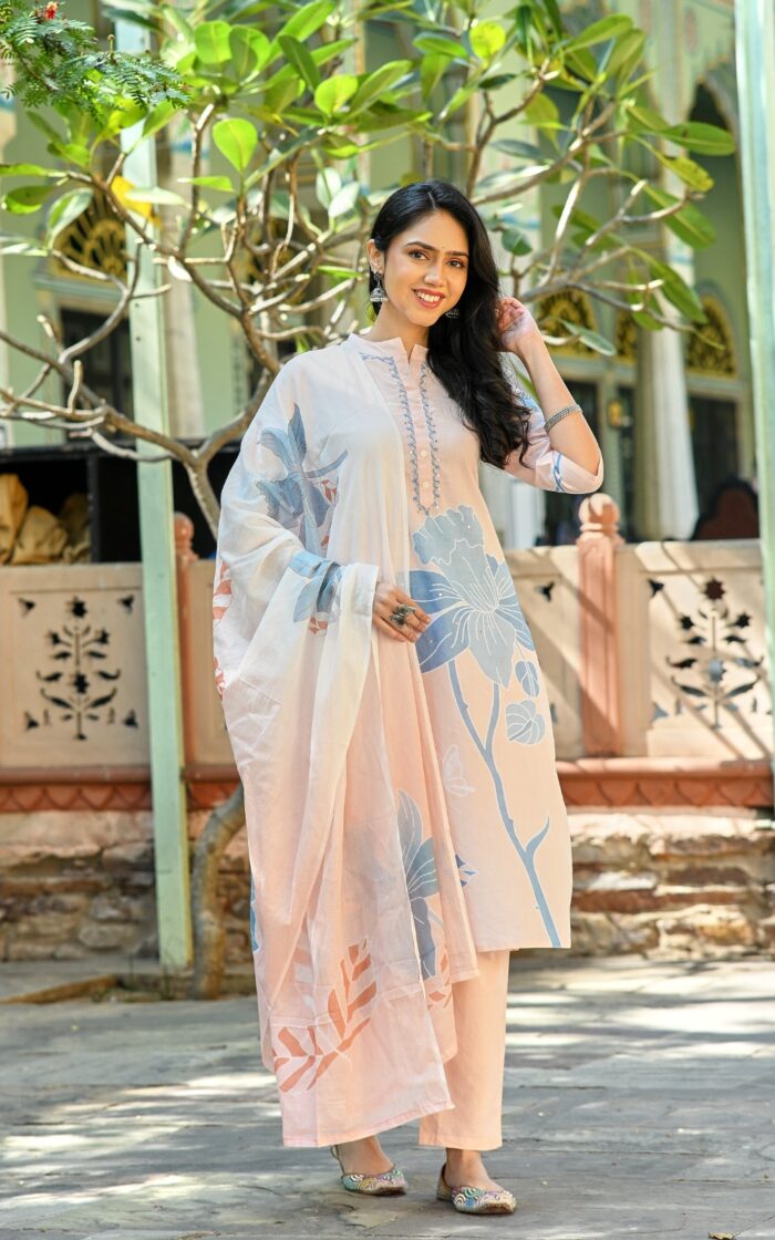 Elegant Floral Embroidered Suit